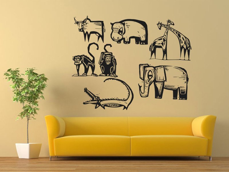 Samolepky na zeď Africká zvířata 001 - Samolepící dekorace a nálepka na stěnu