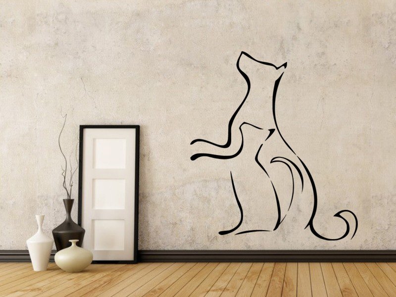 Samolepky na zeď Kočka a pes 0538 - Samolepící dekorace a nálepka na stěnu
