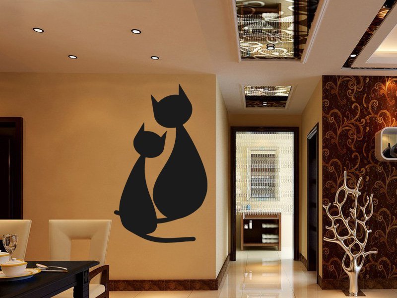 Samolepky na zeď Dvě kočky 0433 - Samolepící dekorace a nálepka na stěnu