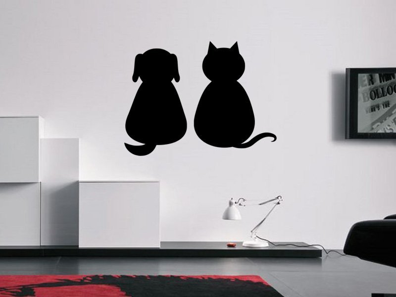 Samolepky na zeď Kočka a pes 0551 - Samolepící dekorace a nálepka na stěnu