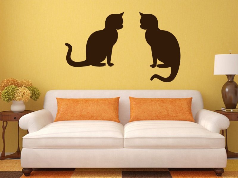 Samolepky na zeď Dvě kočky 0510 - Samolepící dekorace a nálepka na stěnu