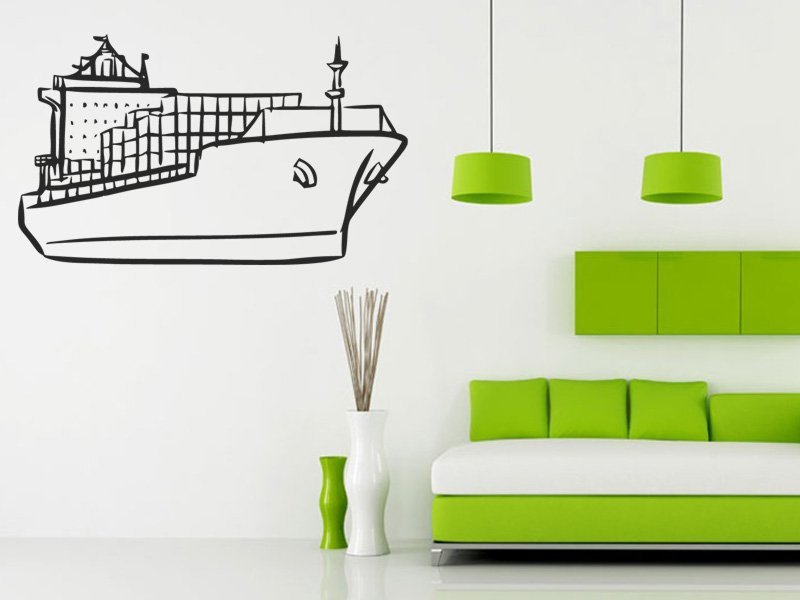 Samolepky na zeď Loď s kontejnery 0940 - Samolepící dekorace a nálepka na stěnu