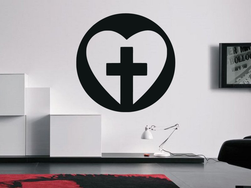 Samolepky na zeď Srdce s křížem 1381 - Samolepící dekorace a nálepka na stěnu