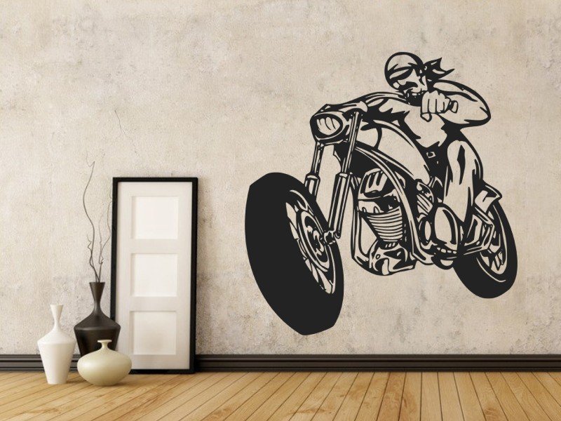 Samolepky na zeď Motorkář 1002 - Samolepící dekorace a nálepka na stěnu