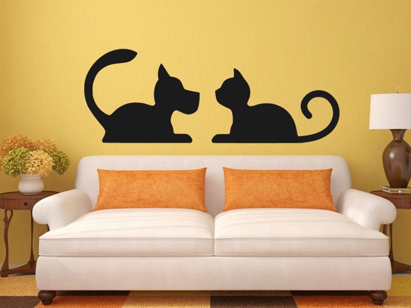 Samolepky na zeď Kočka a pes 0567 - Samolepící dekorace a nálepka na stěnu