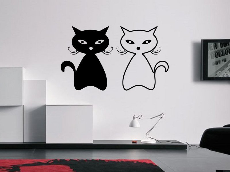 Samolepky na zeď Dvě kočky 0448 - Samolepící dekorace a nálepka na stěnu