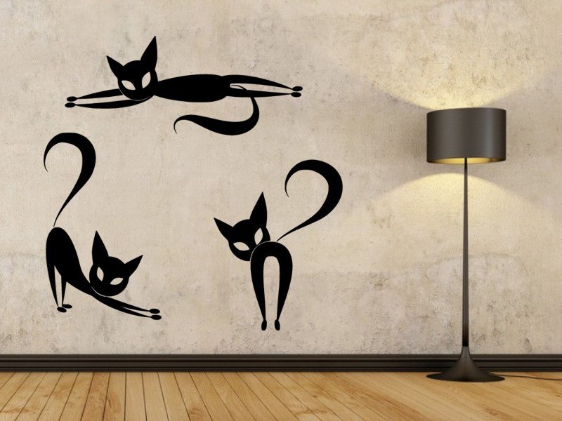 Samolepky na zeď Sada koček 0454 - Samolepící dekorace a nálepka na stěnu
