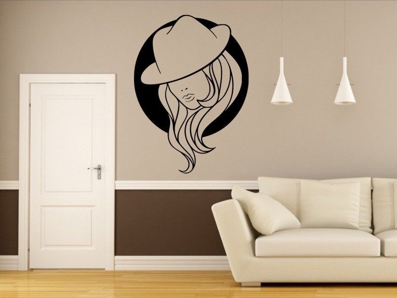 Samolepky na zeď Žena v klobouku 1081 - Samolepící dekorace a nálepka na stěnu