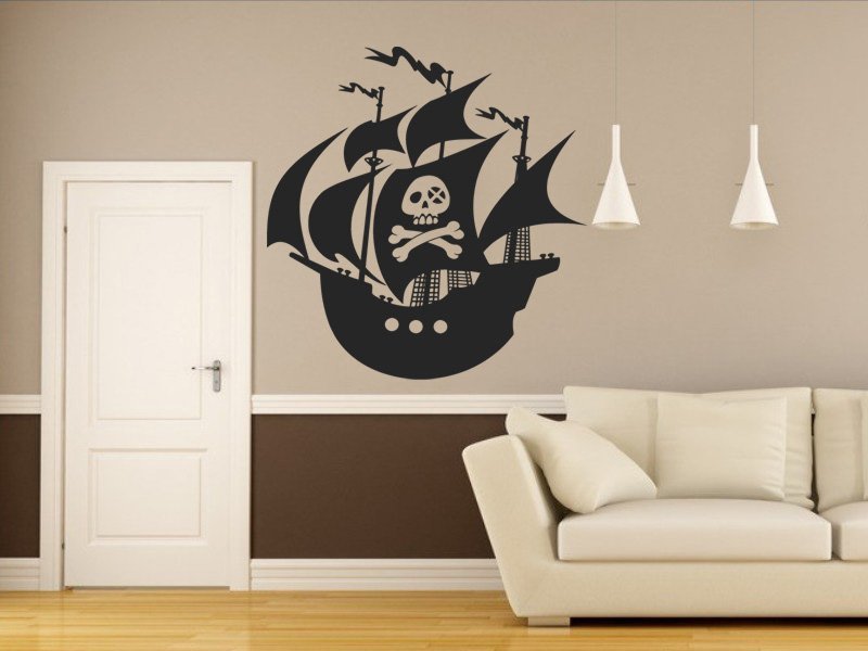 Samolepky na zeď Pirátská loď 0943 - Samolepící dekorace a nálepka na stěnu