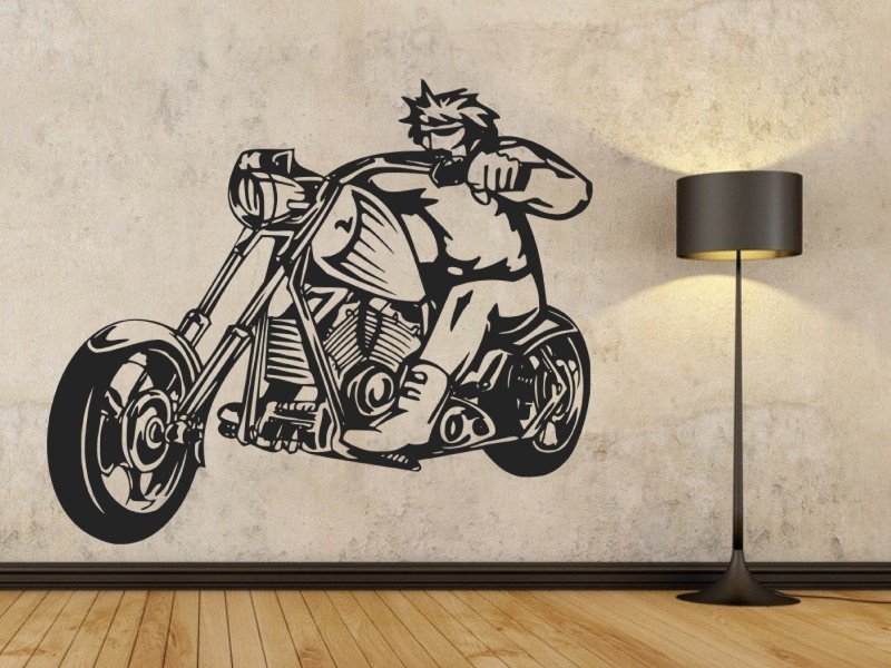 Samolepky na zeď Motorkář 1003 - Samolepící dekorace a nálepka na stěnu