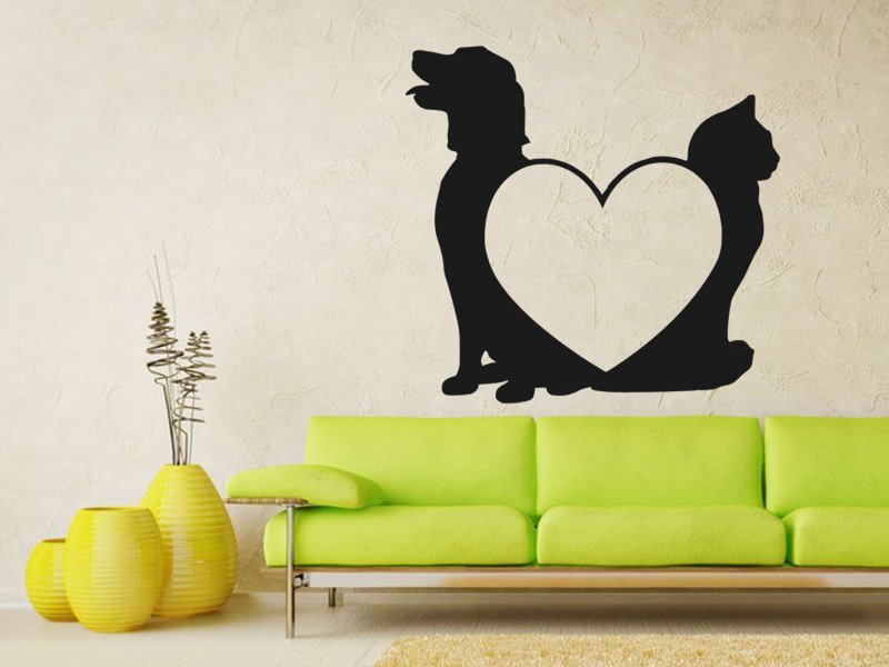 Samolepky na zeď Kočka a pes 0539 - Samolepící dekorace a nálepka na stěnu