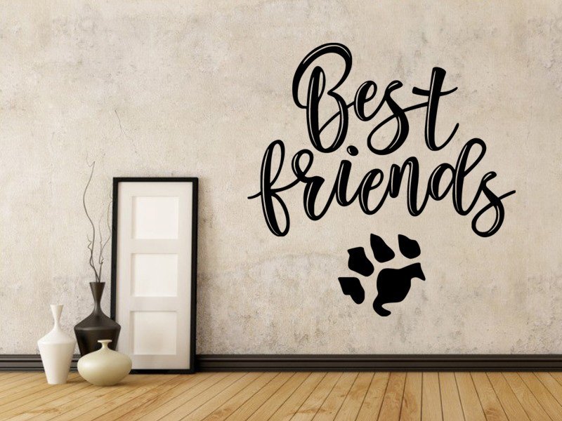 Samolepky na zeď Nápis Best friends (with dog) 0661 - Samolepící dekorace a nálepka na stěnu