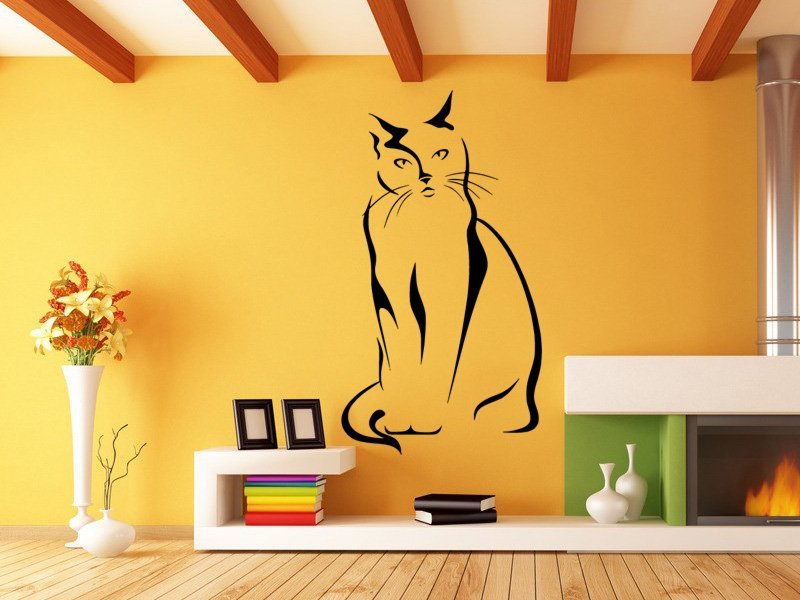 Samolepky na zeď Kočka 0430 - Samolepící dekorace a nálepka na stěnu