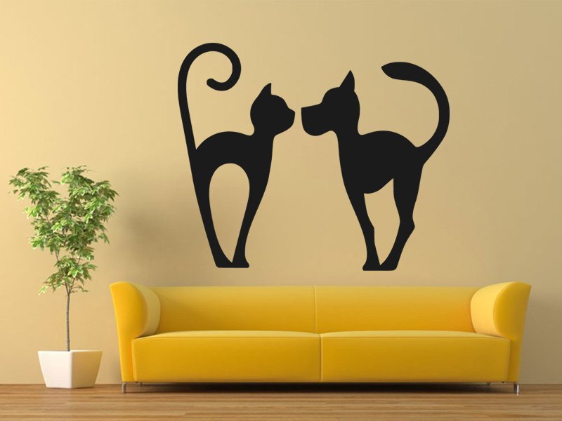 Samolepky na zeď Kočka a pes 0566 - Samolepící dekorace a nálepka na stěnu