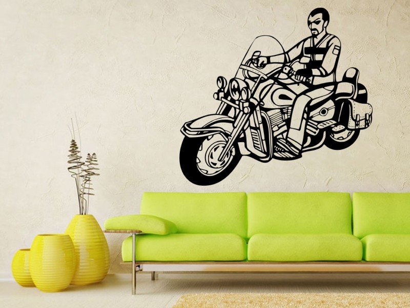 Samolepky na zeď Motorkář 1004 - Samolepící dekorace a nálepka na stěnu