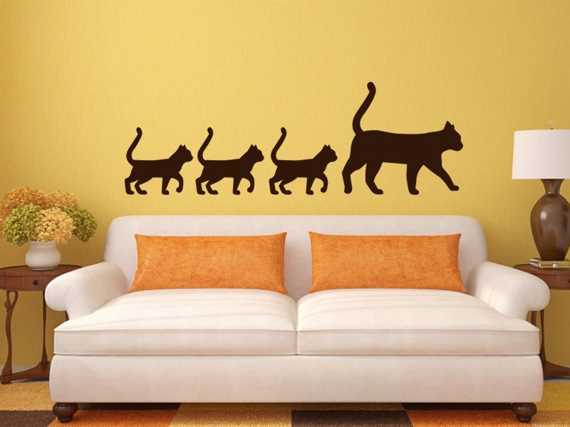 Samolepky na zeď Kočka a koťata 0477 - Samolepící dekorace a nálepka na stěnu