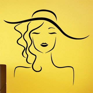 Samolepka na zeď Žena v klobouku 1092 - 69x60 cm