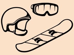 Samolepky na zeď Snowboard, helma a brýle 0973